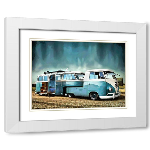 Good Old VW Van V White Modern Wood Framed Art Print with Double Matting by Medeiros, Celito