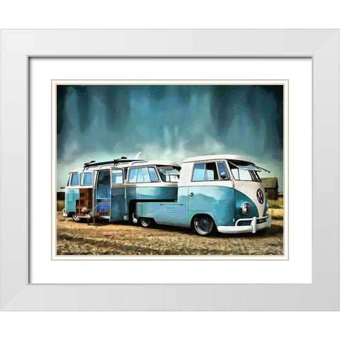 Good Old VW Van V White Modern Wood Framed Art Print with Double Matting by Medeiros, Celito