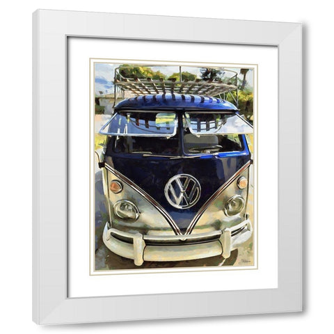 Good Old VW Van VII White Modern Wood Framed Art Print with Double Matting by Medeiros, Celito