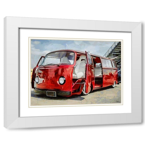 Good Old VW Van IX White Modern Wood Framed Art Print with Double Matting by Medeiros, Celito