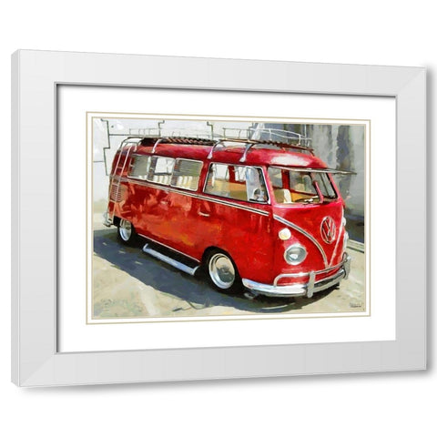 Good Old VW Van XI White Modern Wood Framed Art Print with Double Matting by Medeiros, Celito