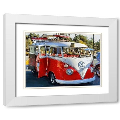 Good Old VW Van XII White Modern Wood Framed Art Print with Double Matting by Medeiros, Celito