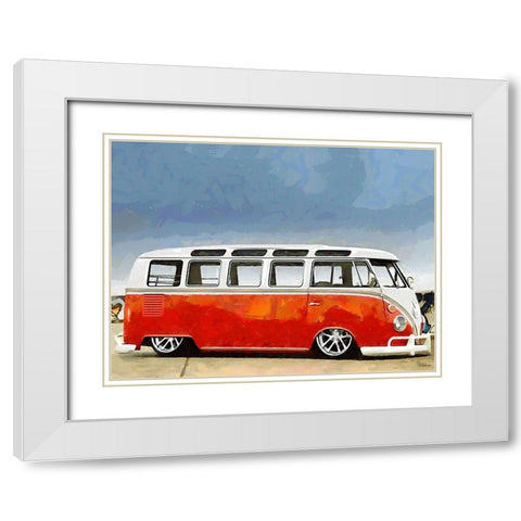 Good Old VW Van XIII White Modern Wood Framed Art Print with Double Matting by Medeiros, Celito