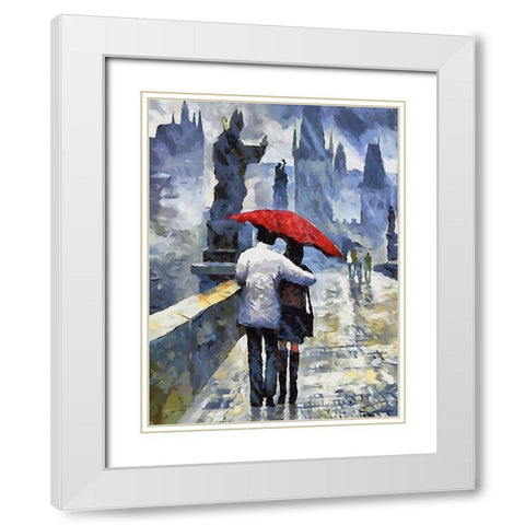 A Walk in Prague White Modern Wood Framed Art Print with Double Matting by Medeiros, Celito