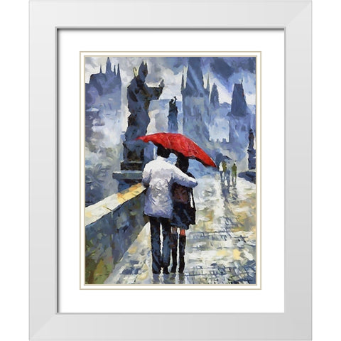 A Walk in Prague White Modern Wood Framed Art Print with Double Matting by Medeiros, Celito