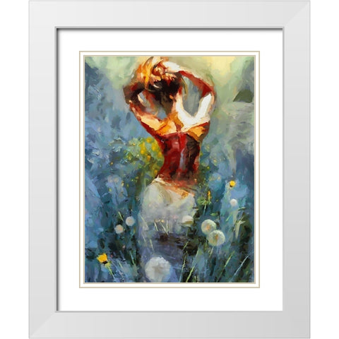 Girl from Behind White Modern Wood Framed Art Print with Double Matting by Medeiros, Celito