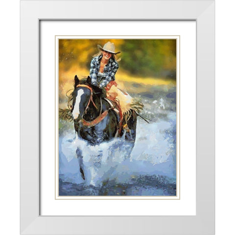 Horse Riding I White Modern Wood Framed Art Print with Double Matting by Medeiros, Celito