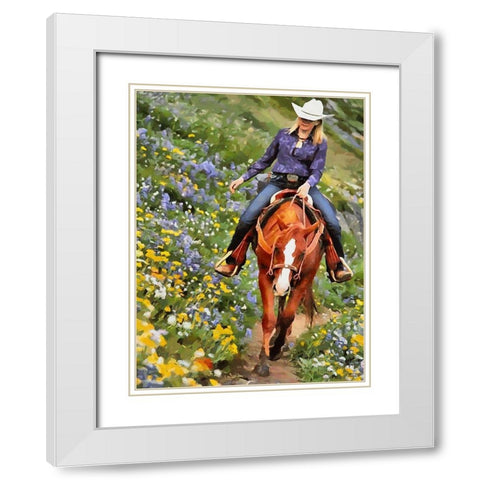 Horse Riding II White Modern Wood Framed Art Print with Double Matting by Medeiros, Celito