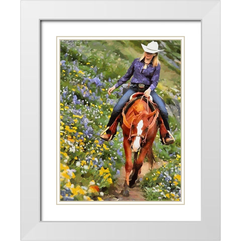 Horse Riding II White Modern Wood Framed Art Print with Double Matting by Medeiros, Celito