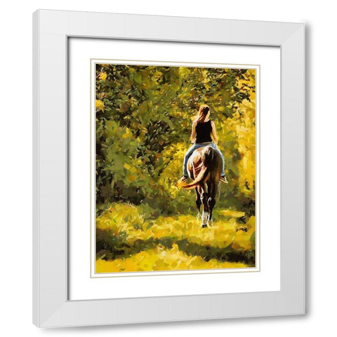 Horse Riding III White Modern Wood Framed Art Print with Double Matting by Medeiros, Celito