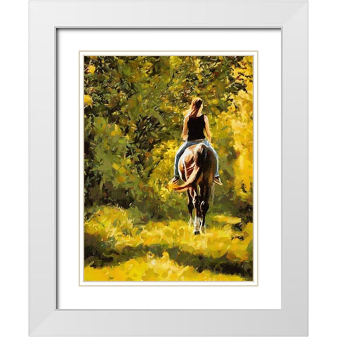 Horse Riding III White Modern Wood Framed Art Print with Double Matting by Medeiros, Celito