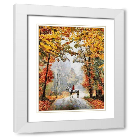 Horse Riding IV White Modern Wood Framed Art Print with Double Matting by Medeiros, Celito