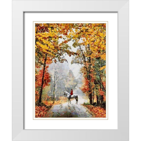 Horse Riding IV White Modern Wood Framed Art Print with Double Matting by Medeiros, Celito