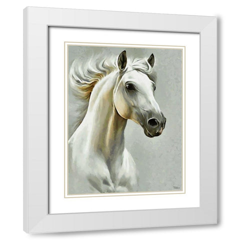 White Horse White Modern Wood Framed Art Print with Double Matting by Medeiros, Celito