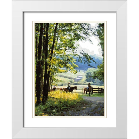 Horse Riding V White Modern Wood Framed Art Print with Double Matting by Medeiros, Celito