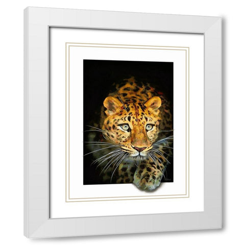 Leopard White Modern Wood Framed Art Print with Double Matting by Medeiros, Celito