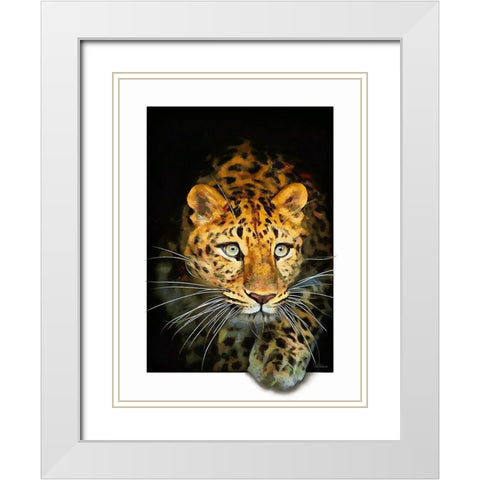 Leopard White Modern Wood Framed Art Print with Double Matting by Medeiros, Celito