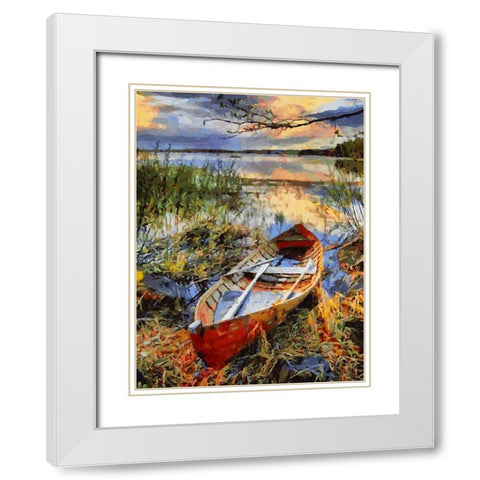 Old Boat II White Modern Wood Framed Art Print with Double Matting by Medeiros, Celito