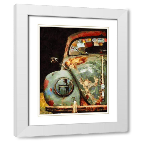 Rusty Beatle White Modern Wood Framed Art Print with Double Matting by Medeiros, Celito
