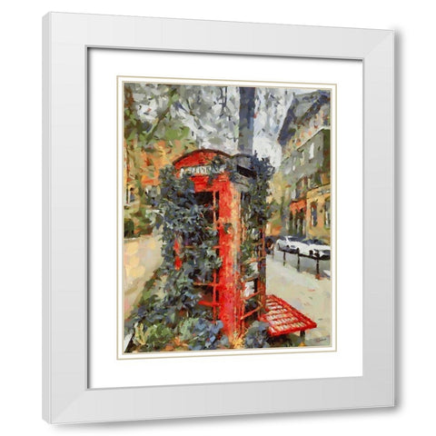 Old Telephone Box in London White Modern Wood Framed Art Print with Double Matting by Medeiros, Celito
