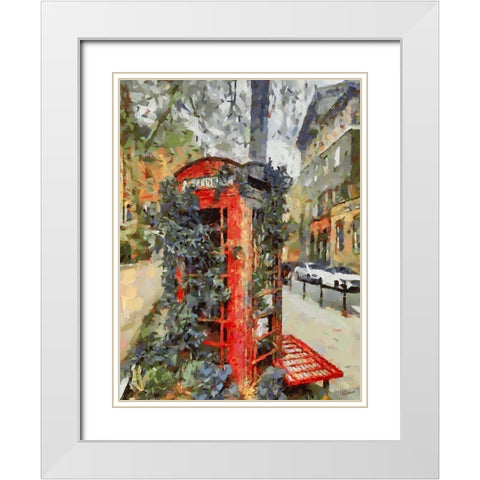 Old Telephone Box in London White Modern Wood Framed Art Print with Double Matting by Medeiros, Celito