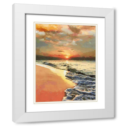 Sunset Over the Sea White Modern Wood Framed Art Print with Double Matting by Medeiros, Celito