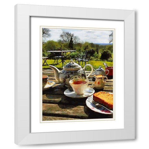 Afternoon Tea in Brazil White Modern Wood Framed Art Print with Double Matting by Medeiros, Celito
