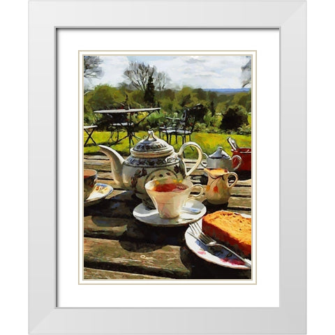Afternoon Tea in Brazil White Modern Wood Framed Art Print with Double Matting by Medeiros, Celito