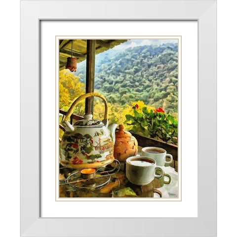 Afternoon Tea in Brazil II White Modern Wood Framed Art Print with Double Matting by Medeiros, Celito