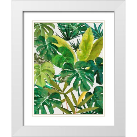 Tropical Leaves I White Modern Wood Framed Art Print with Double Matting by Medeiros, Celito