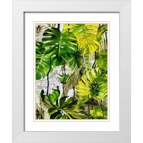 Tropical Leaves II White Modern Wood Framed Art Print with Double Matting by Medeiros, Celito