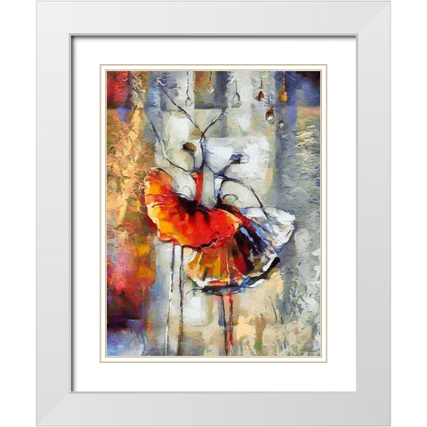Dancers in Orange Dress II White Modern Wood Framed Art Print with Double Matting by Medeiros, Celito