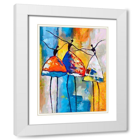 Dancers in Orange Dress III White Modern Wood Framed Art Print with Double Matting by Medeiros, Celito