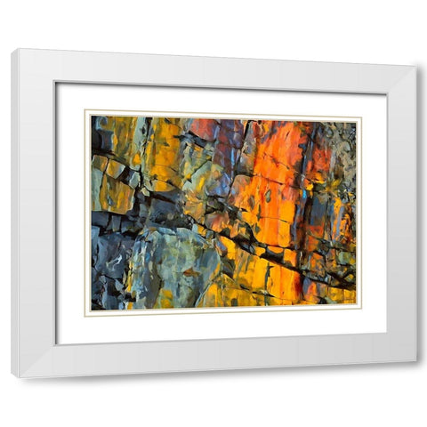 Yellow Rocks White Modern Wood Framed Art Print with Double Matting by Medeiros, Celito