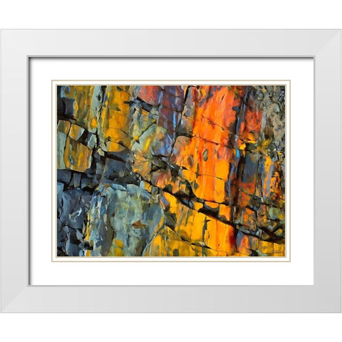 Yellow Rocks White Modern Wood Framed Art Print with Double Matting by Medeiros, Celito