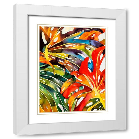 Tropical Leaves III White Modern Wood Framed Art Print with Double Matting by Medeiros, Celito