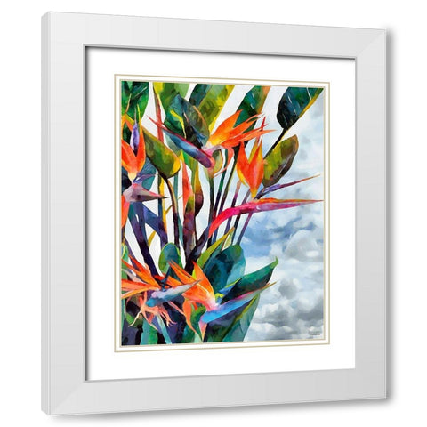 Tropical Leaves V White Modern Wood Framed Art Print with Double Matting by Medeiros, Celito