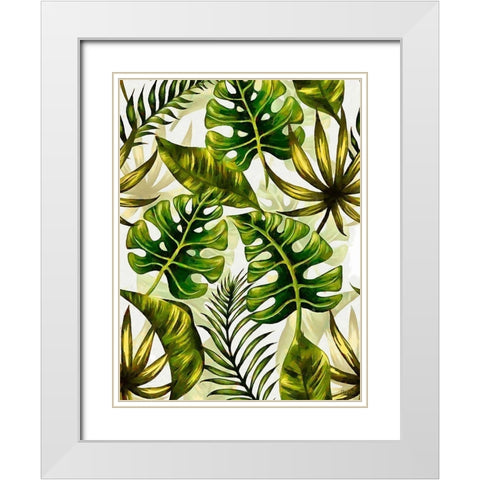 Tropical Leaves VII White Modern Wood Framed Art Print with Double Matting by Medeiros, Celito