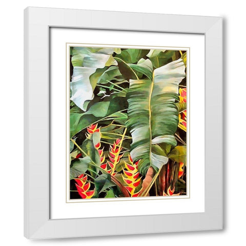 Tropical Leaves X White Modern Wood Framed Art Print with Double Matting by Medeiros, Celito