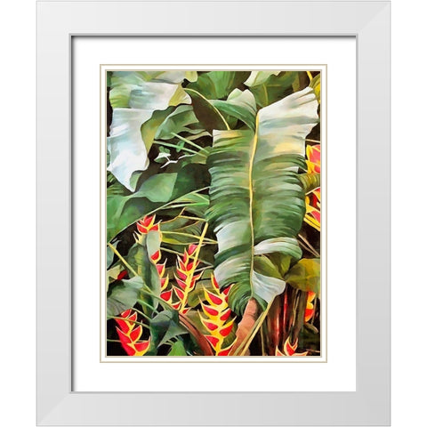Tropical Leaves X White Modern Wood Framed Art Print with Double Matting by Medeiros, Celito