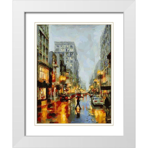 City Life VIII White Modern Wood Framed Art Print with Double Matting by Medeiros, Celito