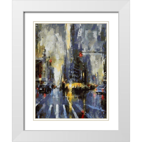 City Life XII White Modern Wood Framed Art Print with Double Matting by Medeiros, Celito