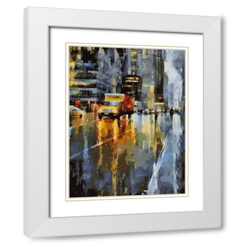 City Life XIV White Modern Wood Framed Art Print with Double Matting by Medeiros, Celito
