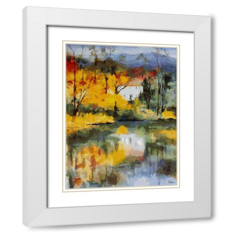 Small Castel by Lake White Modern Wood Framed Art Print with Double Matting by Medeiros, Celito