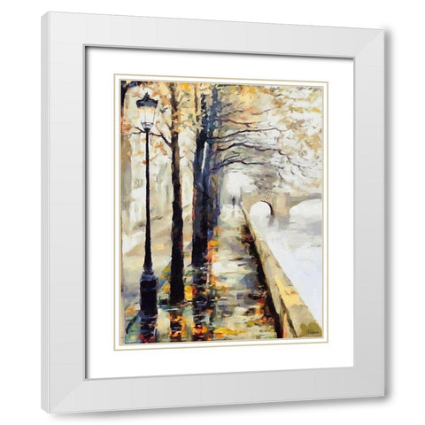 Sidewalk by River White Modern Wood Framed Art Print with Double Matting by Medeiros, Celito