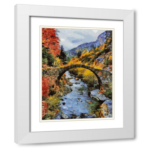 Stream in Autumn VII White Modern Wood Framed Art Print with Double Matting by Medeiros, Celito