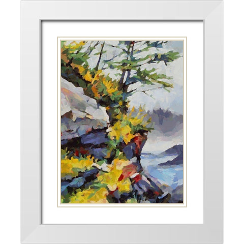 Stream in Autumn IX White Modern Wood Framed Art Print with Double Matting by Medeiros, Celito