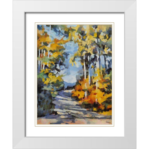 Way to Countryside White Modern Wood Framed Art Print with Double Matting by Medeiros, Celito
