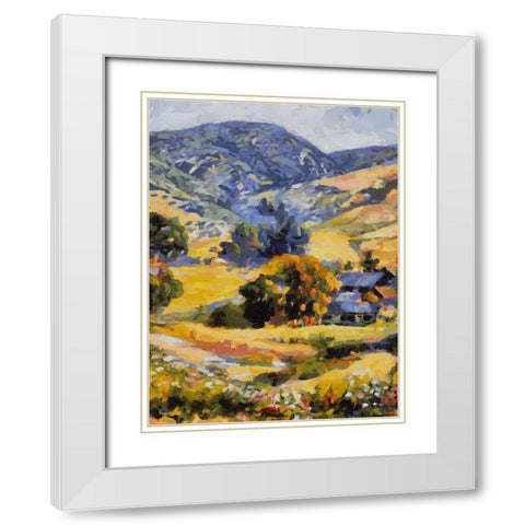 Countryside with Mountains White Modern Wood Framed Art Print with Double Matting by Medeiros, Celito