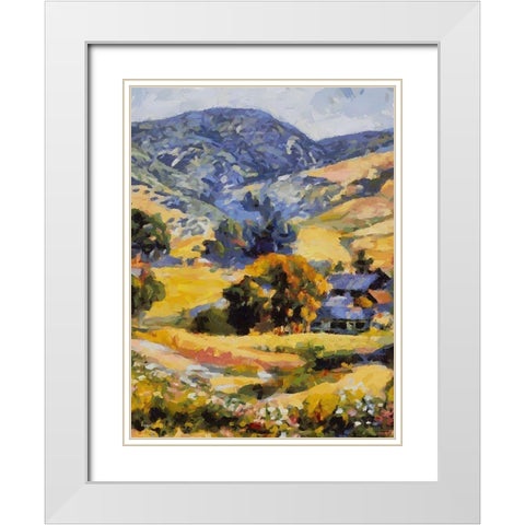 Countryside with Mountains White Modern Wood Framed Art Print with Double Matting by Medeiros, Celito